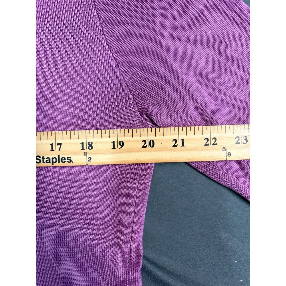 Ann Taylor 100% Silk Cardigan Sweater Purple V-Neck Long Sleeve Large Orchid - Picture 16 of 16